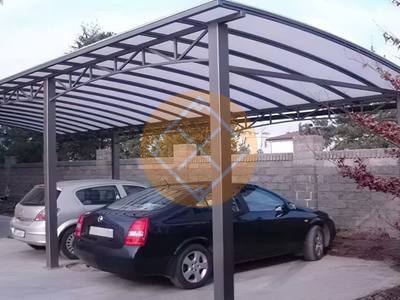 Односкатный навес для трех авто из поликарбоната